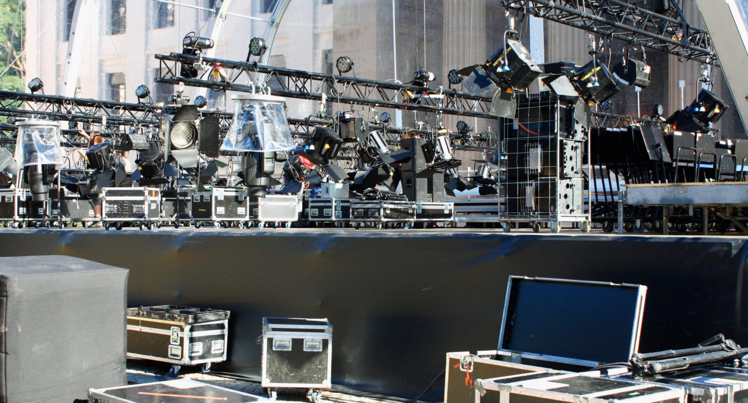 Stage lights on a console in a sunny day The Stage lights on a console in a sunny day