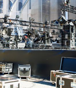 Stage lights on a console in a sunny day The Stage lights on a console in a sunny day